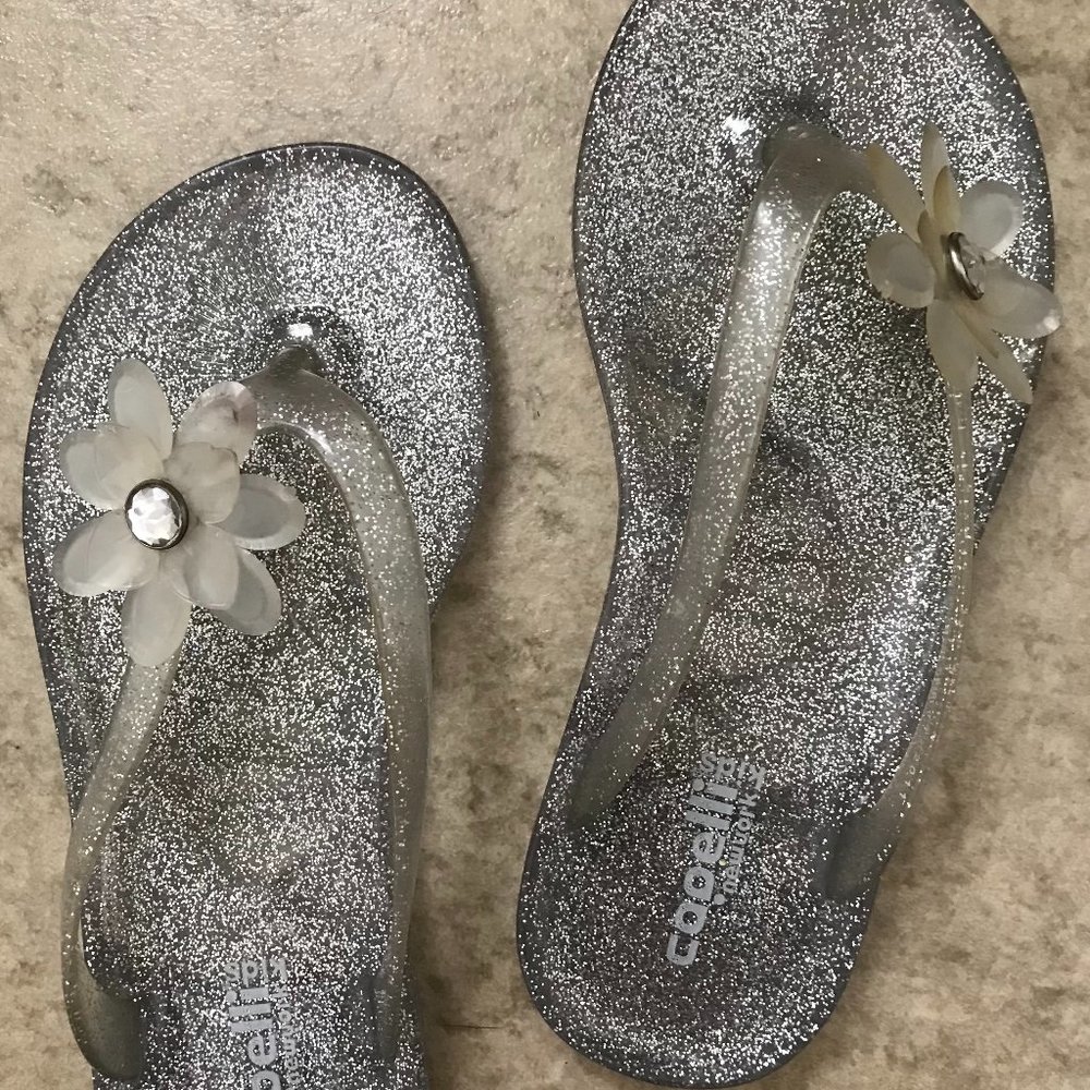 Capelli of New York Kids, Toddler (Age 4-6) Size 12 Clear Glitter Flip Flops - Picture 7 of 7